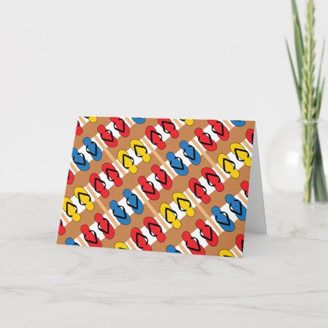 Flip Flops Primary Colours Stripes Card (Front)