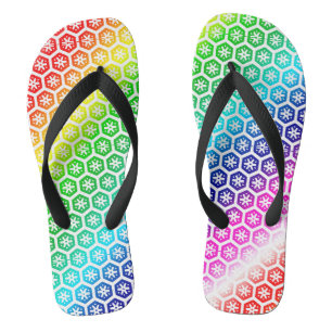 Flip Flops - Rainbow Pattern in White Pattern