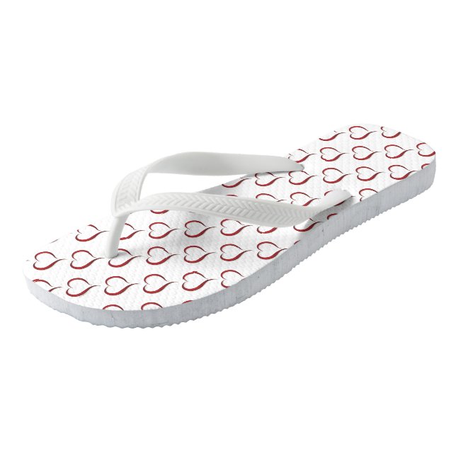 Flip Flops/Red Hearts Thongs (Angled)