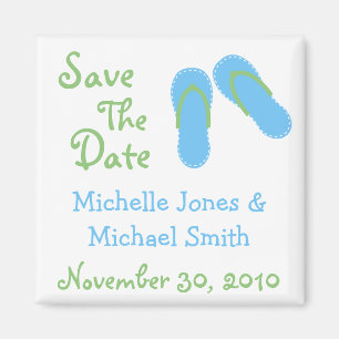 Flip Flops Save The Date Magnets (Blue / Green)