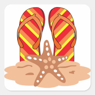 Flip Flops Square Sticker