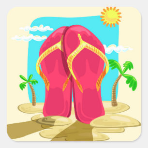 Flip Flops Square Sticker