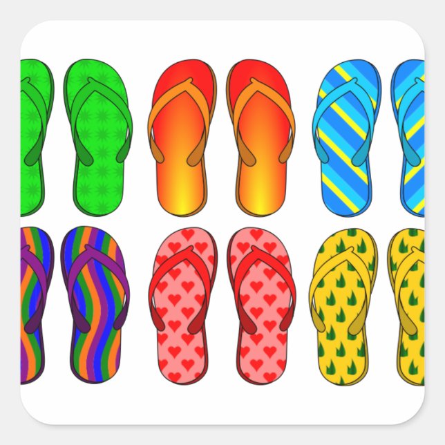 Flip Flops Square Sticker (Front)