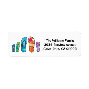 Flip Flops Summer Beach Pool Family Return Address Label