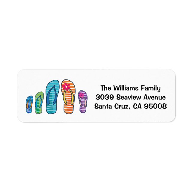 Flip Flops Summer Beach Pool Family Return Address Label (Front)