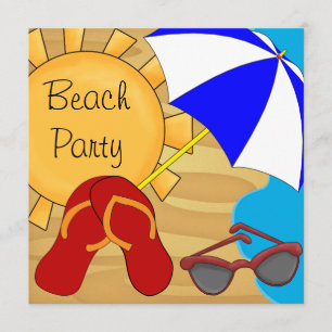 Flip Flops Sunglasses Beach Birthday Party Invitation