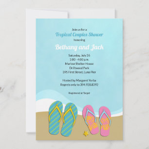 Flip Flops Tropical Bridal Shower Invitation