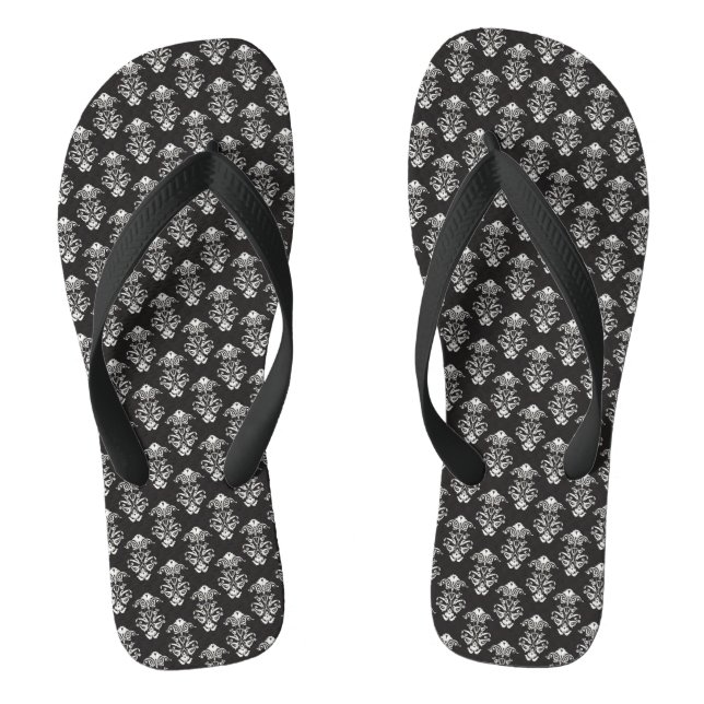 Flip Flops/White Damask Thongs (Footbed)