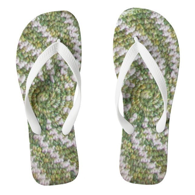 Flip Flops - White Spiral on Green (Footbed)