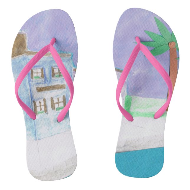 Flip-flops with a Caribbean Scene Thongs (Footbed)