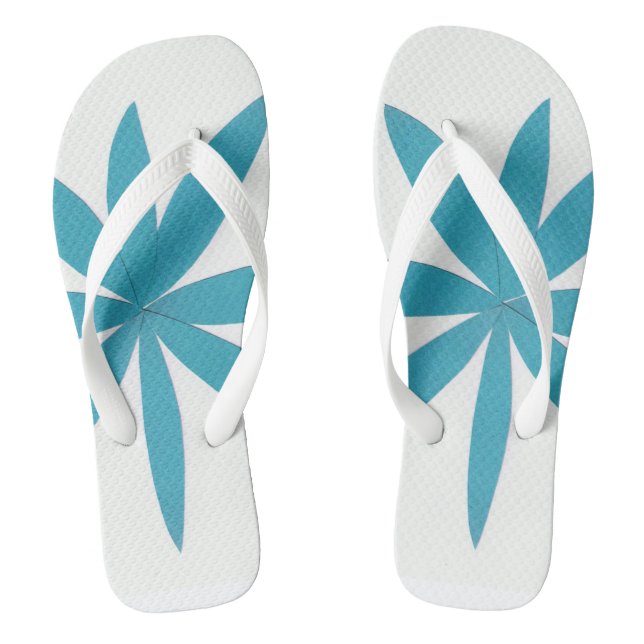 Flip-flops with turquoise star design. thongs (Footbed)