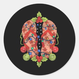 Flip Flops Xmas Lights Summer Tropical Christmas I Classic Round Sticker