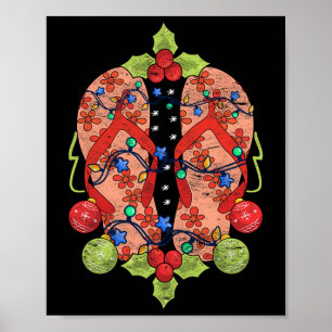Flip Flops Xmas Lights Summer Tropical Christmas I Poster