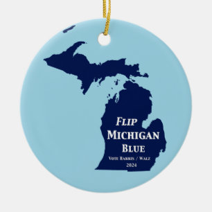 Flip Michigan Blue in 2024 Ceramic Ornament