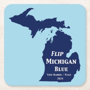 Flip Michigan Blue in 2024 Square Paper Coaster