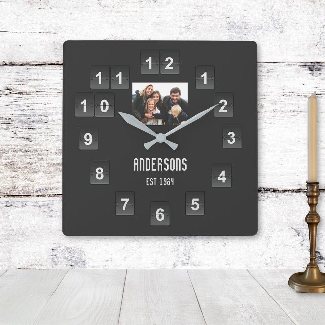 Flip Number Display Photo Custom Square Wall Clock (Creator Uploaded)