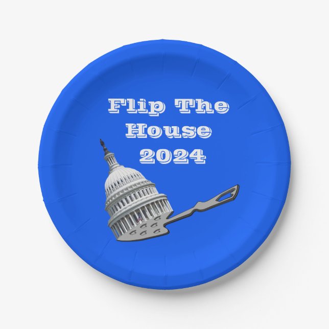 Flip The House Vote Blue 2024 Paper Plate (Front)