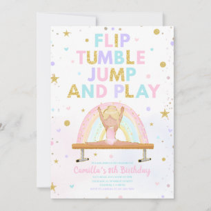 Flip Tumble Jump and Play Any Age Birthday Invite