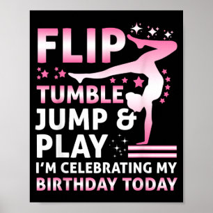 Flip Tumble Jump And Play Funny Girls Gymnastics Poster