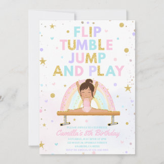 Flip Tumble Jump and Play Gymnastics Any Age Tween Invitation