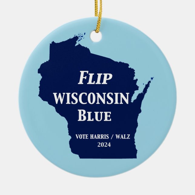 Flip Wisconsin Blue in 2024 Ceramic Ornament (Front)