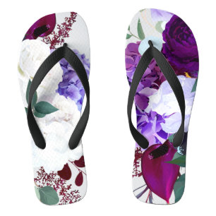 Flipflop Sandals Lavender Hibiscus on White