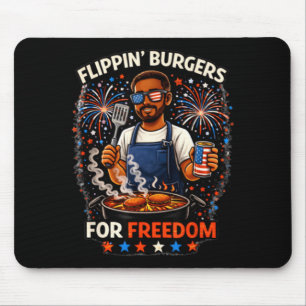 Flipn Burgers For Dom Bbq Black Patriotic Grill Mouse Pad
