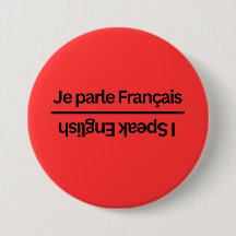 Flippable Bi-lingual French English "I Speak" Pin