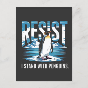 Flipped Up I Stand with the Penguins Holiday Postcard