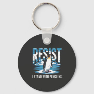 Flipped Up I Stand with the Penguins Key Ring