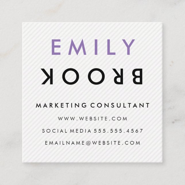 Flipped Words | Modern | Zig Zap Pattern Square Business Card (Front)