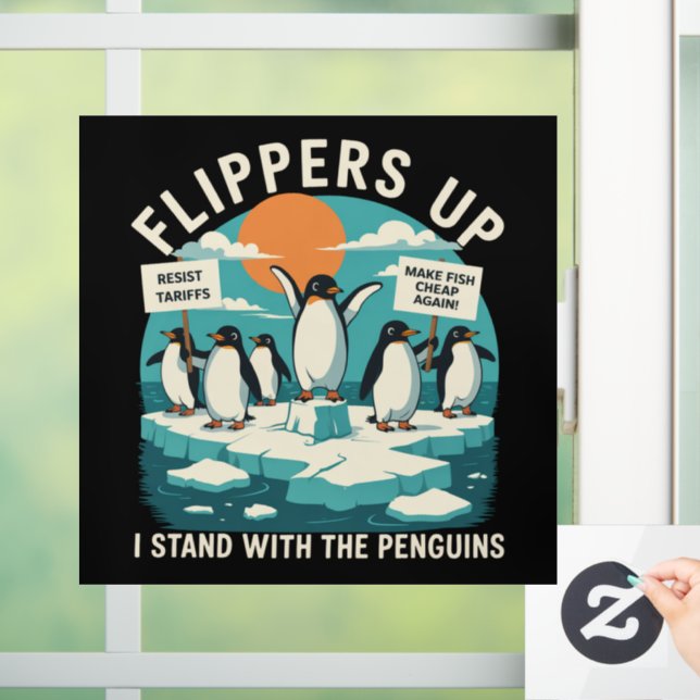 Flippers Up I Stand With Penguins Funny Resist  (Home)