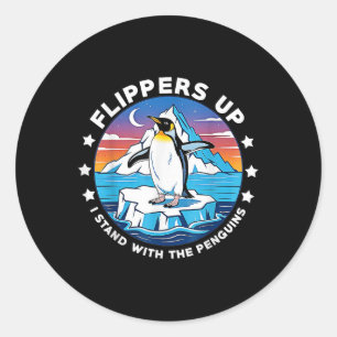 Flippers Up I Stand With The Penguins Classic Round Sticker