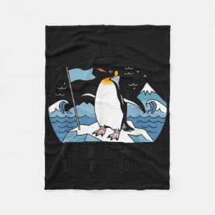 Flippers Up I Stand With The Penguins Funny Pengui Fleece Blanket