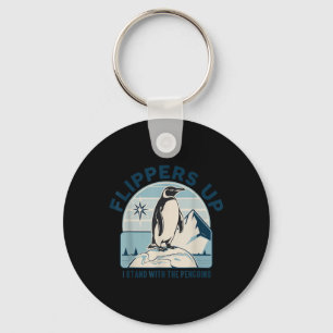 Flippers Up I Stand With The Penguins Funny Protes Key Ring