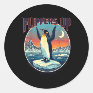 Flippers Up I Stand With The Penguins Funny Tee Classic Round Sticker