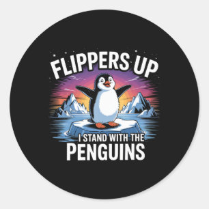 Flippers Up I Stand With The Penguins Funny Trump Classic Round Sticker