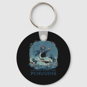 Flippers Up I Stand With The Penguins Key Ring