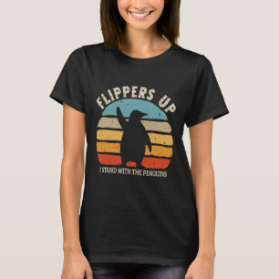 Flippers Up I Stand With The Penguins Retro Sunset T-Shirt