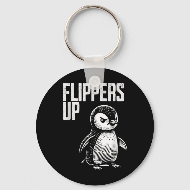 Flippers Up Penguin Resistance Subtle Anti Protest Key Ring (Front)