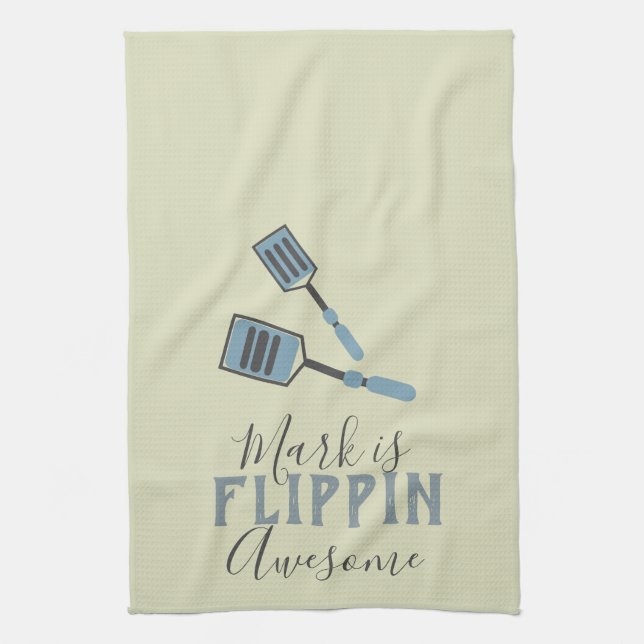Flippin Awesome Cook Chef Name   Tea Towel (Vertical)