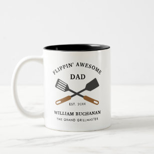 Flippin Awesome Dad BBQ Chef Fathers Day Two-Tone Coffee Mug