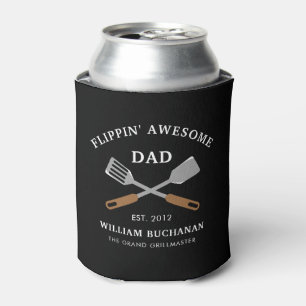 Flippin Awesome Dad BBQ Father Personalised Can Cooler