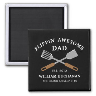 Flippin Awesome Dad BBQ Father Personalised Magnet