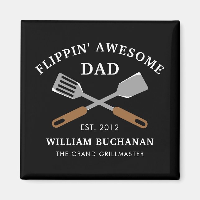 Flippin Awesome Dad BBQ Father Personalised Magnet (Front)