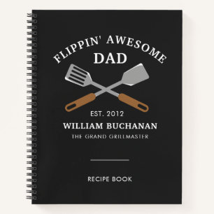 Flippin Awesome Dad BBQ Father Personalised Recipe Notebook