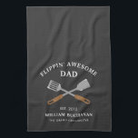 Flippin Awesome Dad BBQ Father Personalised Tea Towel<br><div class="desc">Cute Flippin' Awesome dad design that makes a great gift for a cook or a chef dad in your life.</div>