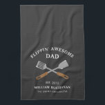 Flippin Awesome Dad BBQ Father Personalised Tea Towel<br><div class="desc">Cute Flippin' Awesome dad design that makes a great gift for a cook or a chef dad in your life.</div>