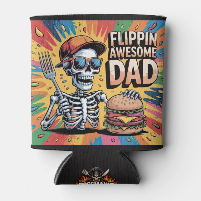 Flippin Awesome Dad  Can Cooler (Front)