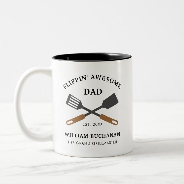 Flippin Awesome Dad Fathers Day Custom Two-Tone Coffee Mug (Left)